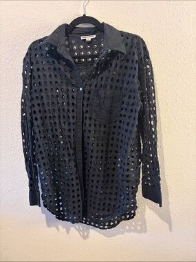 Solid & Striped Eyelet Pareo Cover-Up Black Medium